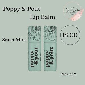 Poppy & Pout, Sweet Mint Lip Balm,100% Natural, Pack of 2
